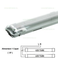 Corp Tub LED T8 2x60cm Clar IP65 Neechipat Alimentare Un Capat